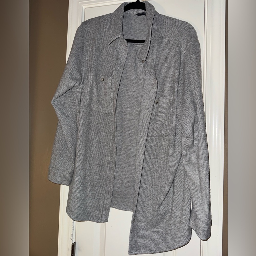 Light Gray Button-Up Shacket - Picture 2 of 2
